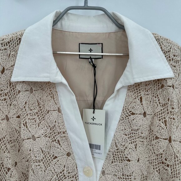 Tuckernuck Tan Crochet Collier Dress sz XXL 2XL Collared Mini A-Line Shift NWT - Picture 2 of 8